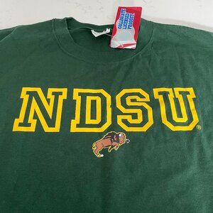 North Dakota State University Bison SS CNeck Cotton T Shirt Green Yel Sz XL NWT